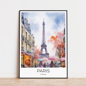 Poster PARIGI, stampa autunno a Parigi, Torre Eiffel in autunno, poster di viaggio acquerello, regalo di Parigi, ricordi di viaggio di Parigi, arte della parete di Parigi