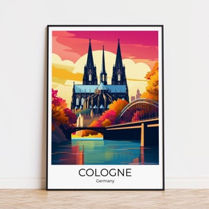 COLÔNIA no Reno com a Catedral de Colônia pôster de viagem impressão artística Colônia Wallart Colônia