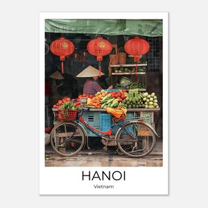 Casco antiguo de HANOI | Cartel de viaje de Hanoi | Cuadros de pared Hanói | Viajes Vietnam | Vida en las calles de Hanói | Decoración de la pared de Hanói