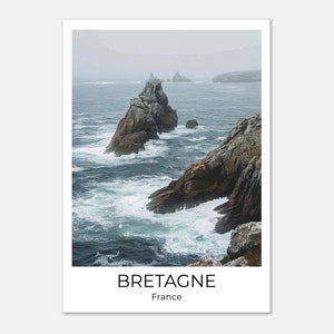 Bretanha | Poster das viagens vintage Bretanha | Arte mural França | Impressão de viagem | Decoração de parede da Bretanha