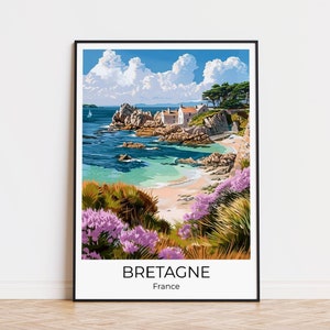 BRETAÑA | Cartel de viaje vintage Bretaña | Cuadros de pared Francia | Impresión de viajes ? Decoración de pared de Bretaña
