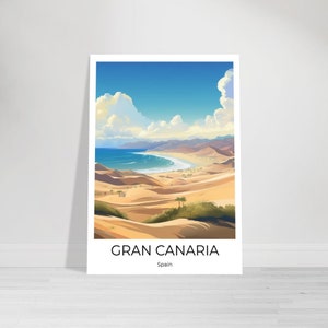 Gran Canaria Travelposter, Maspalomas, cartel de viaje. Impresión de viajes de España, Regalo de España, WallArt España, Cartel vintage de Gran Canaria