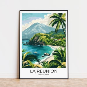 LA REUNION - Poster de viagem - Impressão de viagem de reunião - Poster de La Reunion - Arte de parede La Reunion - Poster vintage - Poster de viagem - Impressão