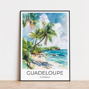 Guadeloupe Island | Guadeloupe Karibik | Aquarell Travelposter Guadeloupe | Wandkunst Guadeloupe | Travel Print Guadeloupe