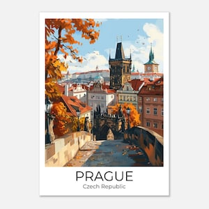 Cartel de otoño de PRAGA | Póster de viaje Praga | Cuadros Praga | Etiqueta de impresión de viajes | Decoración de la pared de Praga