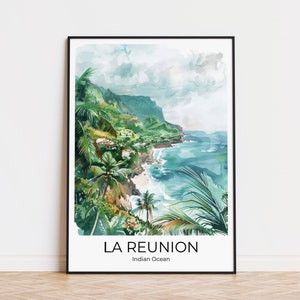 LA REUNION - Poster di viaggio ad acquerello - Stampa di viaggio Reunion - Poster La Reunion - Wall Art La Reunion - Poster vintage - Poster di viaggio - Stampa