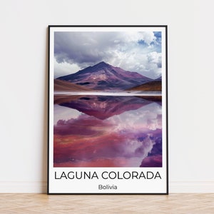 Póster de viaje de Laguna Colorada, decoración de pared de Laguna Colorada, impresión fotográfica de Laguna Colorada, póster de viaje de Laguna Colorada