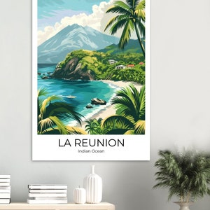 LA RÉUNION Affiche de voyage Impression de voyage de la Réunion Affiche de La Réunion Art mural La Réunion Affiche vintage Affiche de voyage Imprimer image 6