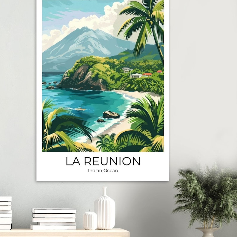 LA RÉUNION Affiche de voyage Impression de voyage de la Réunion Affiche de La Réunion Art mural La Réunion Affiche vintage Affiche de voyage Imprimer image 6