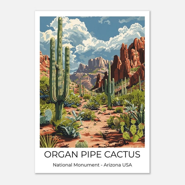 ORGAN PIPE National Monument | National Park USA | Travel poster Organ Pipe | Wall Art Arizona | Travel Print Arizona | Organ Pipe wall decoration