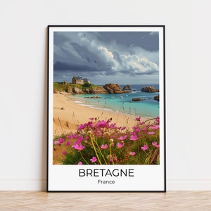 BRITTANY Plage des Amiets | Vintage travel poster Brittany | Wall art France | Travel print | Brittany wall decor