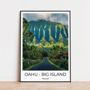 Poster di OAHU BIG ISLAND, poster di viaggio alle Hawaii, regalo per giramondo, poster di viaggio a Oahu, decorazione murale alle Hawaii, souvenir di viaggio a Oahu, viaggio alle Hawaii