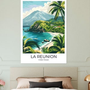LA RÉUNION Affiche de voyage Impression de voyage de la Réunion Affiche de La Réunion Art mural La Réunion Affiche vintage Affiche de voyage Imprimer image 3