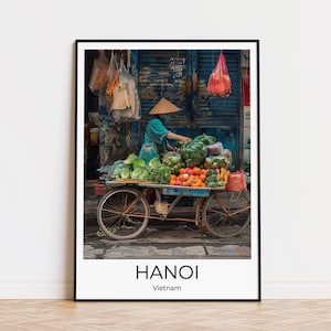Casco antiguo de HANOI | Cartel de viaje de Hanoi | Cuadros de pared Hanói | Viajes Vietnam | Vida en las calles de Hanói | Decoración de la pared de Hanói