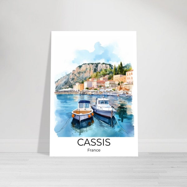 Cassis | Aquarell Travelposter Cassis | Wandkunst Frankreich | Travel Print | Cassis Wanddeko