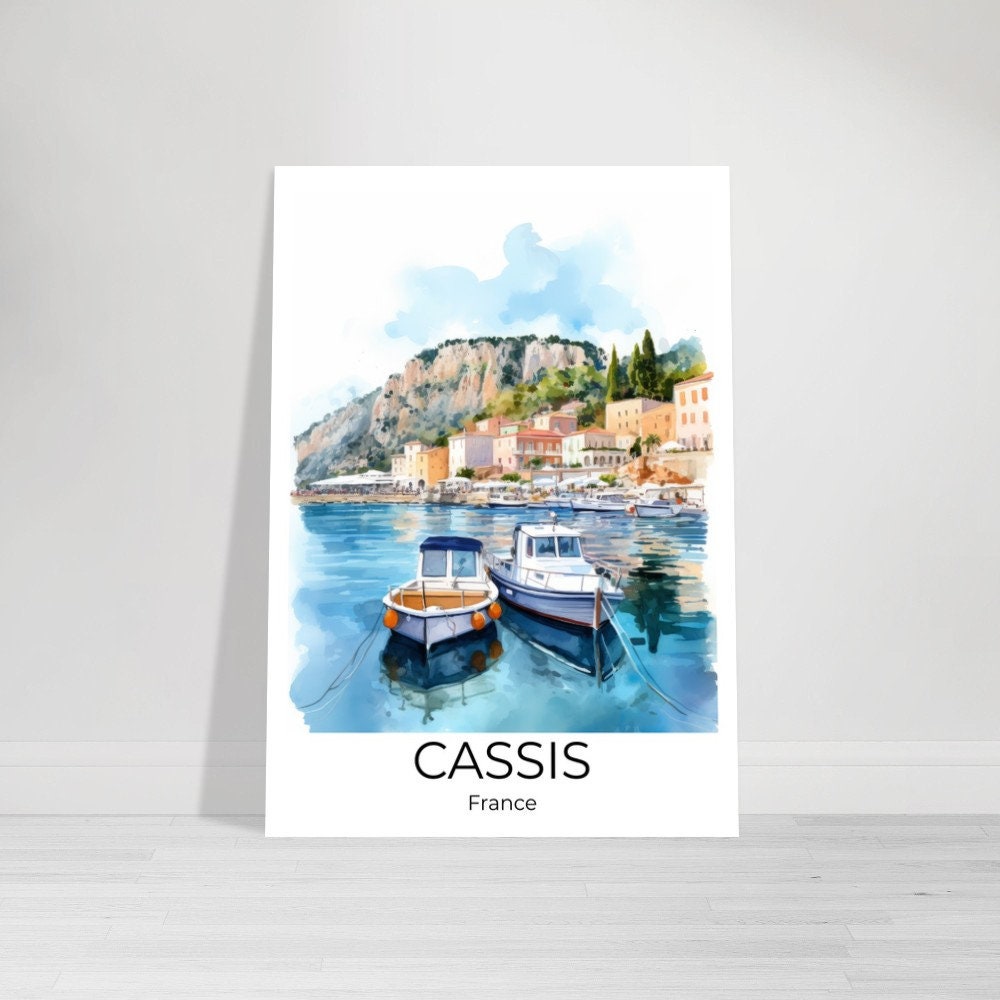 Cassis | Watercolor travel poster Cassis | Wall art France | Travel print | Cassis wall decoration