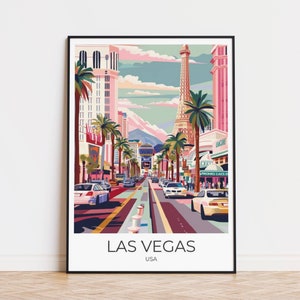LAS VEGAS - Cartel de viaje - Impresión de viaje de Las Vegas - Cartel de Las Vegas - Arte de pared Las Vegas - Cartel vintage - Cartel de viaje Impresión de Las Vegas