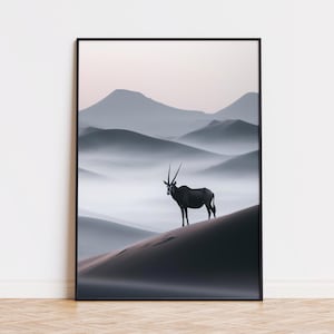 Dune della Namibia, Sossusvlei, paesaggio africano, antilope Oryx in Namibia, Namib-Nauklauft, arte murale, Homedocor