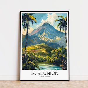 Affiche La Réunion, Affiche Paysage La Réunion. Décoration murale La Réunion, Impression photographique La Réunion. Affiche du volcan de La Réunion