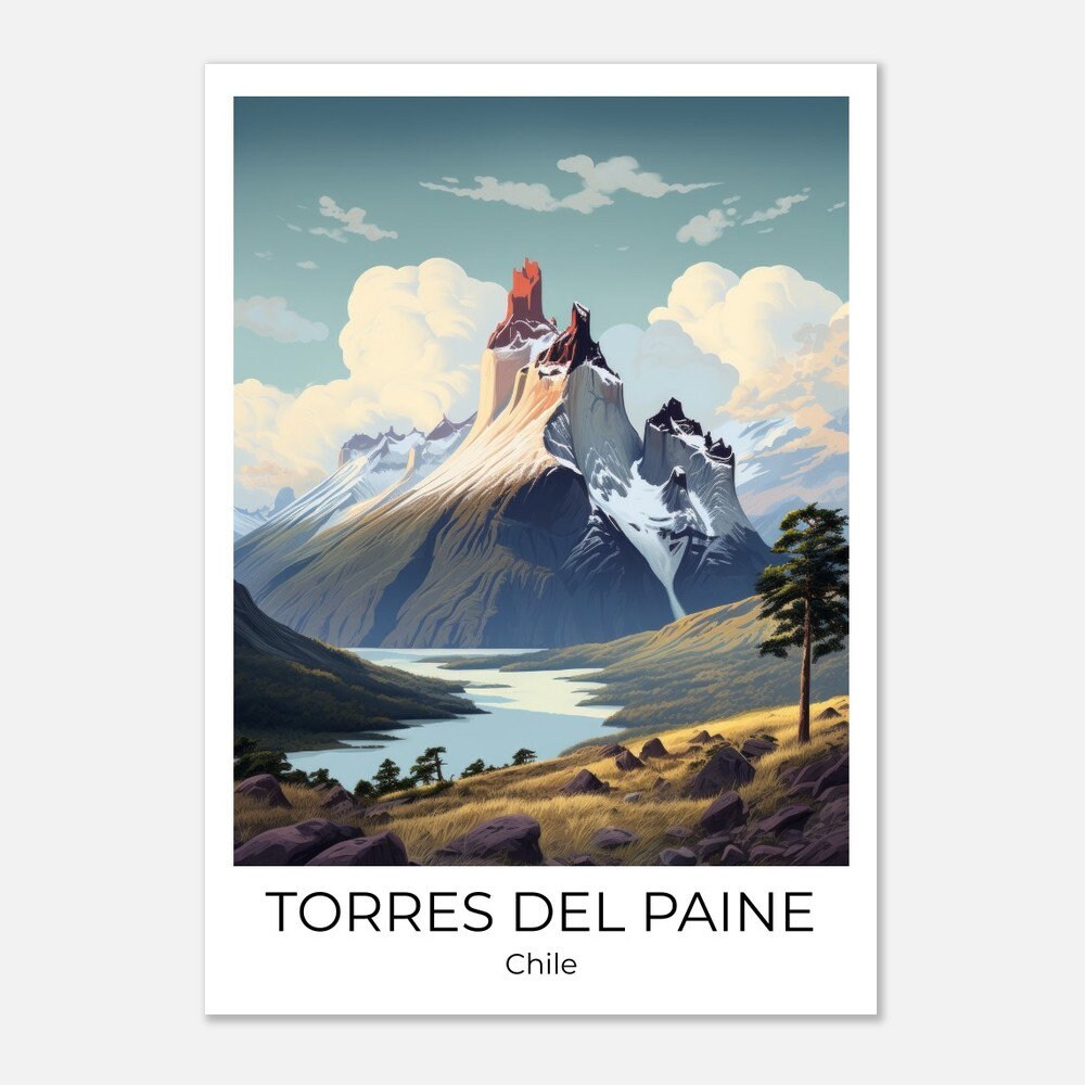 TORRES DEL PAINE Chile | Travel Poster Torres del Paine | Travel Print Chile | Wall Art Torres del Paine | Travel Print Chile