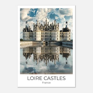 CASTELOS DO LOIRE | Poster de viagens vintage Loire | Arte mural França | Impressão de viagem | Decoração de parede dos castelos do Loire