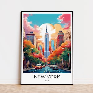 NUEVA YORK - Empire State Building - Cartel de viaje NYC Cartel Nueva York Arte Impresión Manhattan