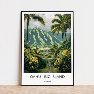 OAHU BIG ISLAND Hawaii, poster di viaggio Hawaii, regalo per giramondo, souvenir di viaggio Oahu, regalo Oahu, poster di viaggio Oahu, regalo Hawaii