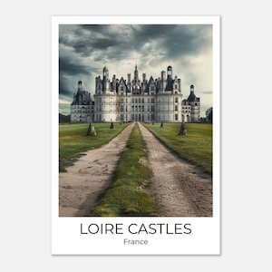 CASTILLOS DEL LOIRA | Cartel de viaje vintage Loira | Cuadros de pared Francia | Impresión de viajes ? Decoración de pared de castillos del Loira