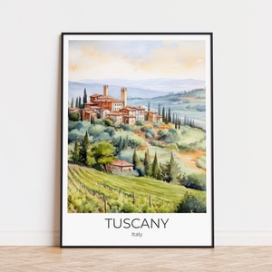 Acquerello poster di viaggio TOSCANA, regalo Italia, poster di viaggio Italia, regalo Toscana, ricordo di viaggio Toscana, stampa Toscana