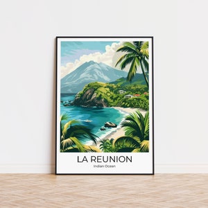 LA RÉUNION Affiche de voyage Impression de voyage de la Réunion Affiche de La Réunion Art mural La Réunion Affiche vintage Affiche de voyage Imprimer image 2