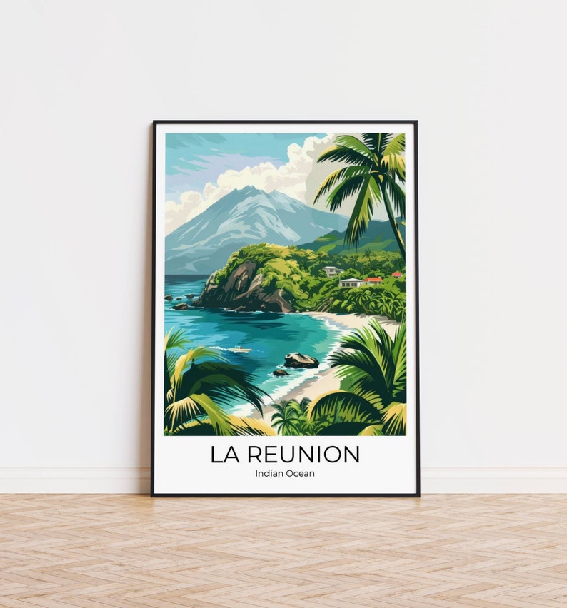 LA RÉUNION Affiche de voyage Impression de voyage de la Réunion Affiche de La Réunion Art mural La Réunion Affiche vintage Affiche de voyage Imprimer image 2