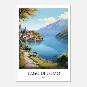 Lake Como - Watercolor travel poster Lake Como art print travel poster Lago di Como wall decoration