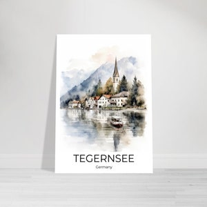 Tegernsee Reiseposter, Travel Germany, Tegernsee Wanddeko, Tegernsee Aquarell, Tegernsee Geschenk, Tegernsee Reiseerinnerung