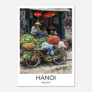 Casco antiguo de HANOI | Cartel de viaje de Hanoi | Cuadros de pared Hanói | Viajes Vietnam | Vida en las calles de Hanói | Decoración de la pared de Hanói