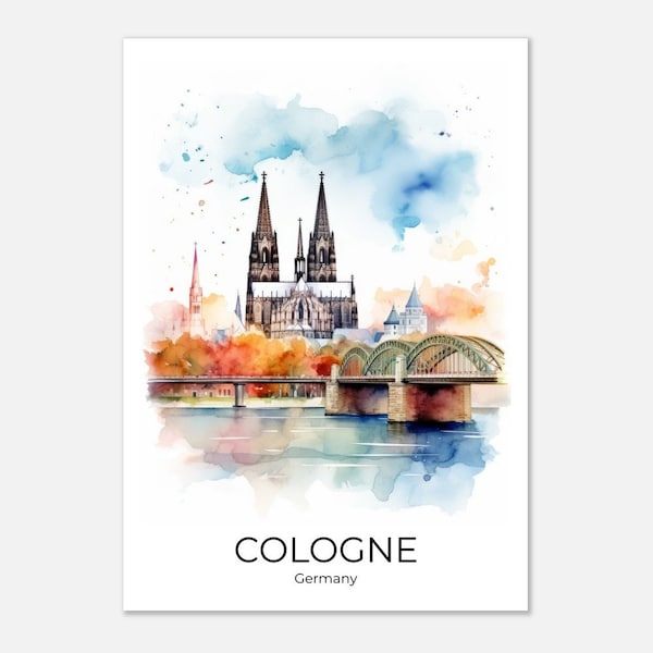 KÖLN am Rhein mit Kölner Dom - Aquarell - Reiseposter Kunstdruck Köln Wallart Köln