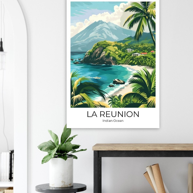 LA RÉUNION Affiche de voyage Impression de voyage de la Réunion Affiche de La Réunion Art mural La Réunion Affiche vintage Affiche de voyage Imprimer image 5