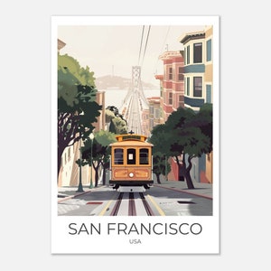 SAN FRANCISCO - Travel Poster - San Francisco Cable Car Travel Print - San Francisco Poster - Wall Art San Francisco