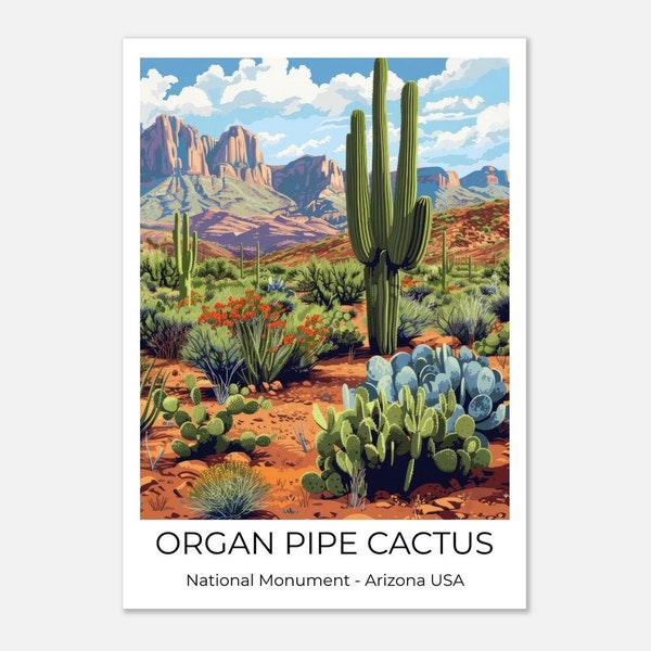 ORGAN PIPE National Monument | National Park USA | Travel poster Organ Pipe | Wall Art Arizona | Travel Print Arizona | Organ Pipe wall decoration