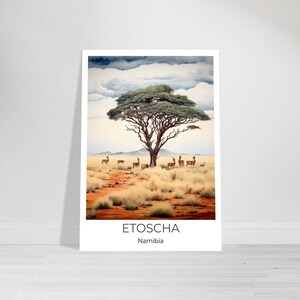 Etosha - Namibia | Póster de viaje en acuarela Namibia | Arte de pared Namibia | Impresión de viajes ? Decoración de pared Etosha