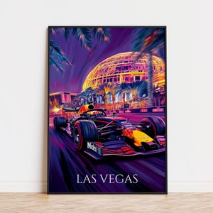 LAS VEGAS 旅行ポスター、ラスベガス F1、カーレース、F1 ファンへのギフト、お父さんへのギフト、ラスベガス旅行、ラスベガス旅行記念品