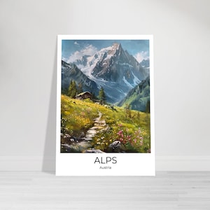The ALPS Travel Poster - Alps Travel Print - Alps in Summer Poster - Wall Art Alps - Alps Print
