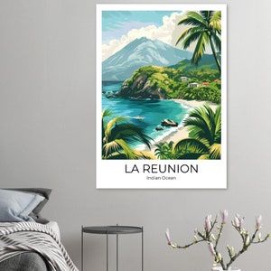 LA RÉUNION Affiche de voyage Impression de voyage de la Réunion Affiche de La Réunion Art mural La Réunion Affiche vintage Affiche de voyage Imprimer image 4