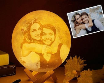Custom Photo Multi Colors Moon Night Light | Moon Lamp Gift | 3D Moon Lamp | Modern Desk Lamp | Valentine | Gift for her / him