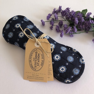 Reusable Sanitary Pads Period Pads Menstruation Pads for Regular Flow Regular Size 9&quot; Super Absorbent Set of 3 Blue Geometric Shapes