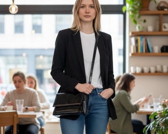 Bolsa transversal/de ombro Gucci preta em verniz