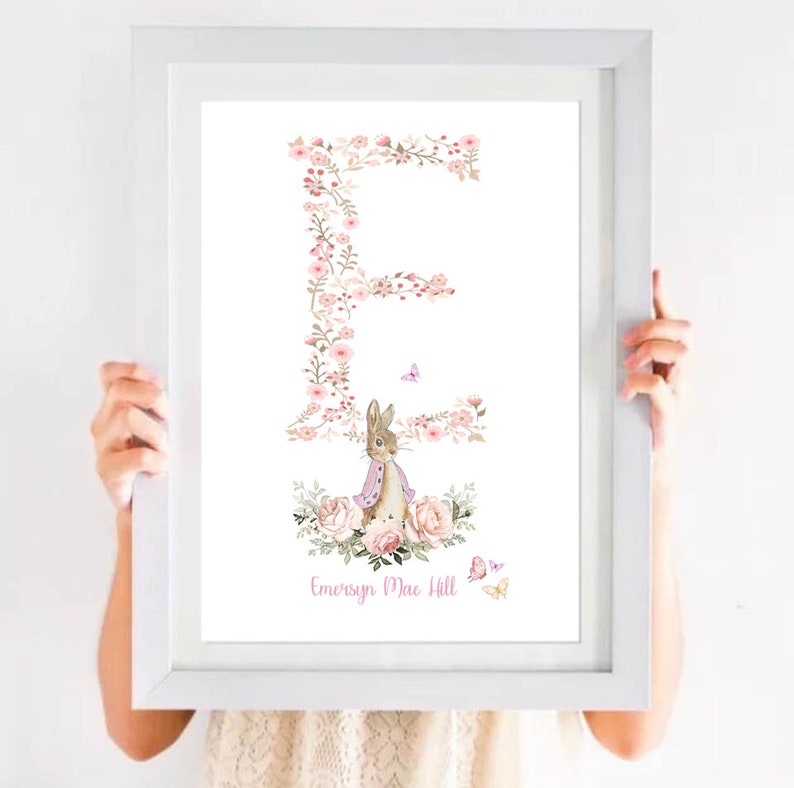 Handmade Crochet Gift Bunny Frame Boy Girl New Baby Gift Personalised Frame