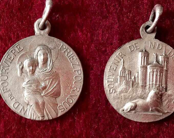 Vintage Virgin Mary Religious Medal Catholic, French Pendant of Mary ...