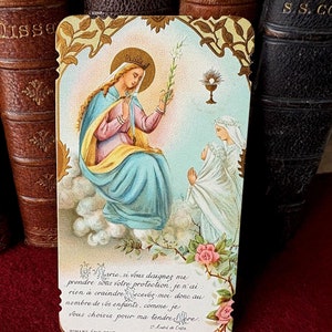 Image pieuse Vierge Marie ancien français catholique, carte de prière vintage, Enfant de Marie, carte missel collection cadeau