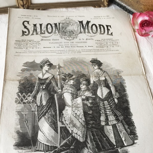 1881 journal mode femme ancien français "le salon de la mode", magazine mode Victorienne Paris 1800s, histoire costume, collection