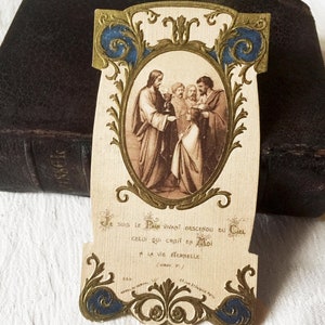 Image pieuse Jésus ancien français catholique, carte religieuse communion, ancienne image sainte missel collection, cadeau religieux